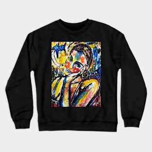 La fille qui reve au chien bleu Crewneck Sweatshirt